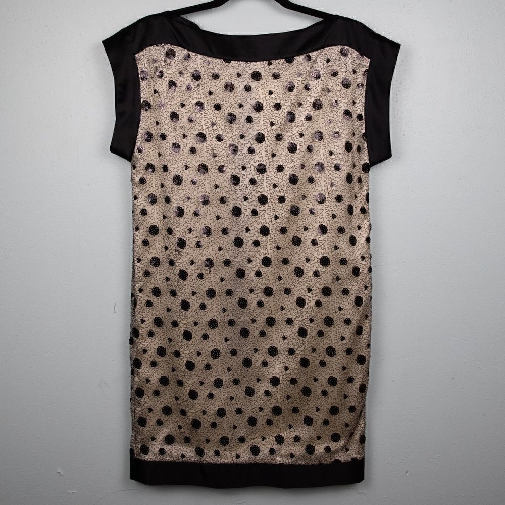 Ali Ro black and cream sequin shift dress-0